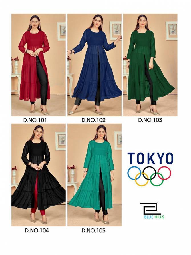 Blue Hills Tokyo Ethnic Wear Designer Georgette Long Kurti Collection
